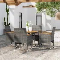 Set da Pranzo per Giardino 5 pz in Polyrattan Grigio cod mxl 44472