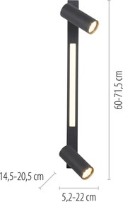 Schöner Wohnen 11793-18 - Faretto LED DANTE 2xGU10/10W+LED/7,2W nero