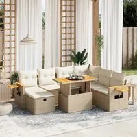 Set Divano da Giardino 8 pz con Cuscini Beige in Polyrattan 3276159