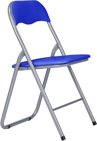 Sedia in metallo pieghevole seduta ecopelle BLU SET 2 PEZZI