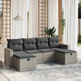 Set divano da giardino 6 pz con cuscini grigio in polyrattan