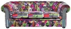 Divano vintage a 3 posti in tessuto multicolore viola CHESTERFIELD Beliani
