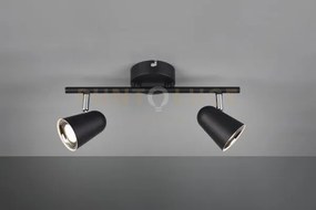 Faretto toulouse barra 2 spots led nero satinato con bordo cromato ...