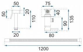 REA-B8979 - Miscelatore per bidet con doccetta per installazione ad incasso LUNGO oro