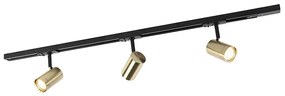 Sistema di illuminazione a binario Smart nero con oro 1 fase 3 luci incl. WiFi GU10 - Iconic Jeana