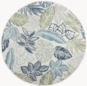 Tappeto rotondo a tessitura piatta da interno-esterno Bella Leaf