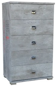 Cassettiera 5 cassetti in legno 53x91h cm Cemento