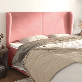Testiera Ad Orecchio Rosa 203x23x118/128 Cm İn Velluto /