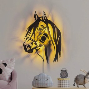Opviq Applique Horse, nero, metallo, 57 x 41 cm, cavo con spina