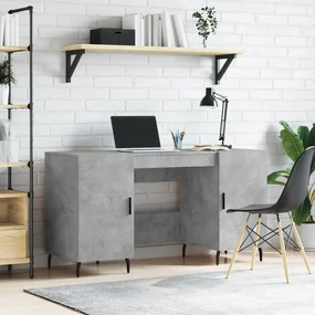 Scrivania Grigio Cemento 140x50x75 Cm İn Legno Multistrato /