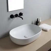 Lavabo d'appoggio di Nero Ceramica bianco opaco cm 59x42h.15 cm