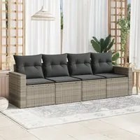 Set Divano da Giardino 4pz con Cuscini Grigio Chiaro Polyrattan 3251019