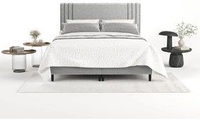 Letto matrimoniale imbottito grigio con contenitore 200x200 cm Musca - Maison de Rêve