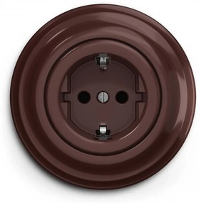 Kliklap - Presa domestica in stile retrò con placca SCHUKO 230V/16A marrone
