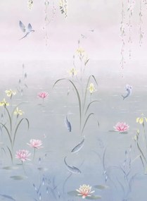 Sanderson Tapete Water Garden - Soft Jade/ Pink Blossom