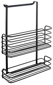 Scaffale da cucina sospeso in metallo nero Lava Double Galileo - Metaltex