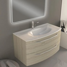 Mobile sottolavabo e lavabo Lyla per vasca centrale rovere sbiancato L 100 x H 55 x P 51 cm