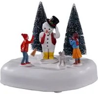 Pupazzo di neve con bambini Lemax decorazione Natale