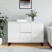 Credenza Bianco Lucido 104x35x70 cm in Legno Multistrato 827214