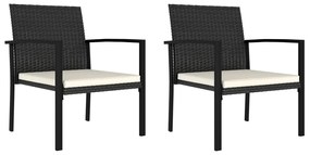 Sedie da pranzo per giardino 2 pz in polyrattan nero