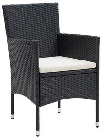 Set da pranzo da giardino 7 pz con cuscini nero