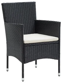 Set da pranzo da giardino 7 pz con cuscini nero