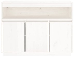 Credenza Bianca 104,5x34x80 cm in Legno Massello di Pino