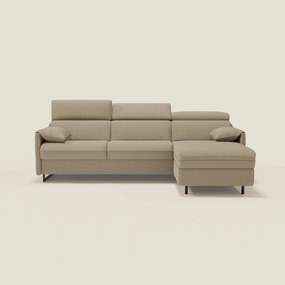 Violetta Divano Letto Angolare con Penisola contenitore, Poggiatesta e Materasso Alto H18 in tessuto impermeabile T13 beige