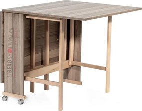 Tavolo richiudibile legno formica con ruote 140x90 cm GIORGIA Larice Grigio