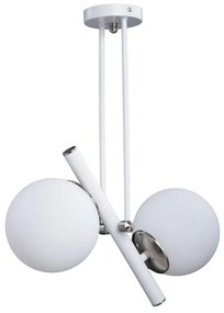 Lampada a sospensione con paralume in vetro bianco-argento ø 15 cm Libra - Squid Lighting