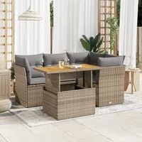 Set Divano da Giardino 5 pz con Cuscini Beige in Polyrattan 3326922