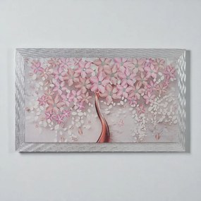 Quadro su tela moderno 72X132 cm tema Albero Della Vita con cornice in legno decorata