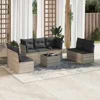 Set Divano da Giardino 8pz con Cuscini Grigio Chiaro Polyrattan 3249261