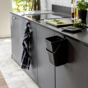 WENKO 55027100 - Cestino per rifiuti BLACK OUTDOOR KITCHEN 19x24 cm nero/grigio/trasparente