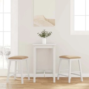 Sedie Da Bar Con Cuscini 2 Pz Bianco Legno Massello Di Hevea /