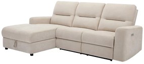 Divano angolo a sinistra relax elettrico con poggiatesta in Tessuto Beige - BURIOCA