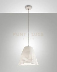 Crumple sospensione bianca 1 luce in metallo e ceramica attacco e27