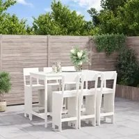 Set Bar da Giardino 7 pz Bianco in Legno Massello di Pino 3157812