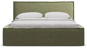Letto matrimoniale imbottito verde con vano contenitore con griglia 180x200 cm Anani - Makamii