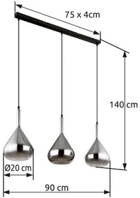 Globo 15542-3 - Lampadario a sospensione con filo GEEKY 3xE27/60W/230V nero