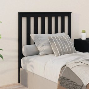 Testiera per letto nera 96x6x101 cm in legno massello di pino
