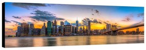 Stampa su tela Skyline New York al tramonto, multicolore 180 x 64 cm