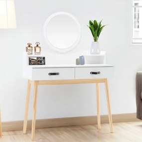 Tavolino da toilette scandinavo bianco con specchio