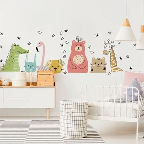 Adesivo murale per bambini Animali messaggeri d'amore, 90 x 60 cm - Ambiance