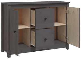 Credenza grigia 100x35x74 cm in legno massello di pino