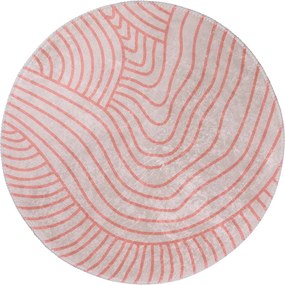 Tappeto rotondo lavabile in rosa chiaro e crema ø 80 cm Yuvarlak - Vitaus