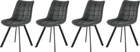 Set di 4 sedie K332 in velluto grigio