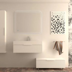 Mobile da bagno sotto lavabo Modula bianco plissè laccato opaco L 90 x H 25 x P 44 cm 1 cassetto, lavabo non incluso