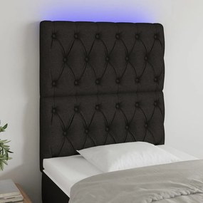 Testiera A Led Nero 80x7x118/128cm İn Tessuto /