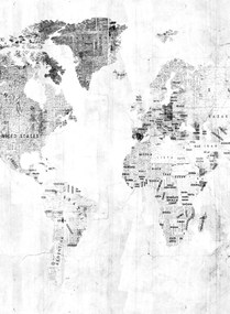 Coordonne Carta da parati panoramica Newspaper Map - White